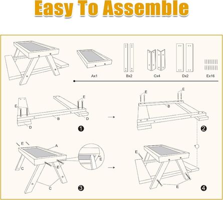 Handmade Chickenic Table Wooden Picnic Table for Pet Bowls Feeders and Small Animals