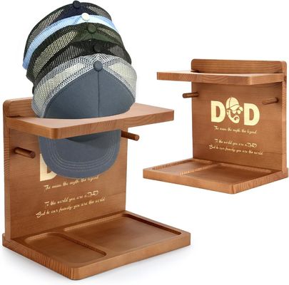 Wooden Plain Color Hat Display Stand for Home Office Organizer and Dad Birthday Gifts