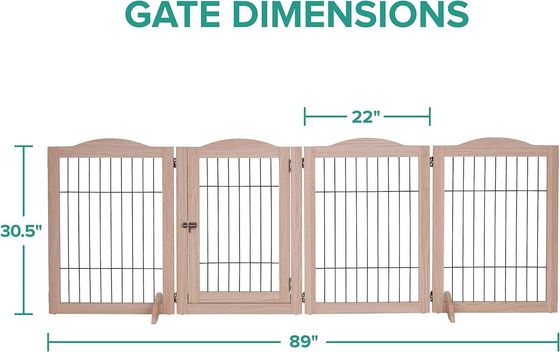 Sustainable Wooden Dog Gate with Walk Through Door High Quantity and Foldable Design