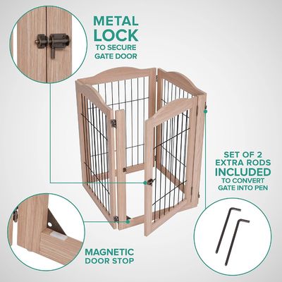 Sustainable Wooden Dog Gate with Walk Through Door High Quantity and Foldable Design