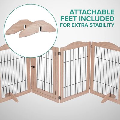 Sustainable Wooden Dog Gate with Walk Through Door High Quantity and Foldable Design