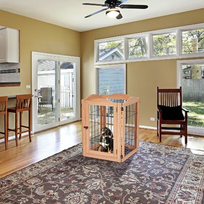 Sustainable Wooden Dog Gate with Walk Through Door High Quantity and Foldable Design