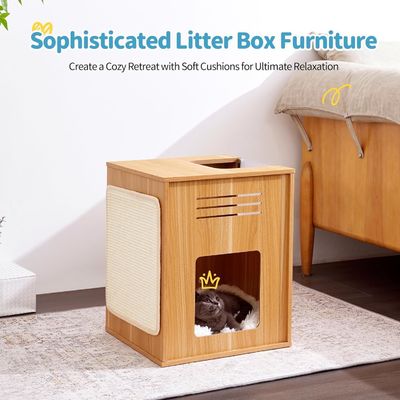 Pet Furniture Item Type Large Cat House with Scratch Pad and Adjustable Baffle