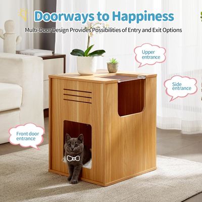 Pet Furniture Item Type Large Cat House with Scratch Pad and Adjustable Baffle