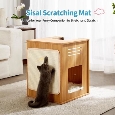 Pet Furniture Item Type Large Cat House with Scratch Pad and Adjustable Baffle