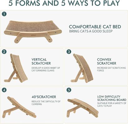 Indoor Cats' Favorite 5-in-1 Cat Scratchers with Solid Wood Frame and Customized Logo