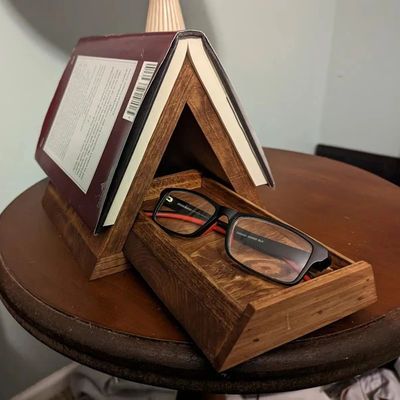 Square Mini Wooden Box Book Holder for Bed Room Wooden Triangle Book Rest Night Stand