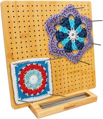 Handcrafted Knitting Blocking Mat Bamboo Board with Pegs Mini Wooden Box Pill Storage