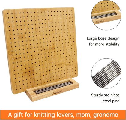 Handcrafted Knitting Blocking Mat Bamboo Board with Pegs Mini Wooden Box Pill Storage