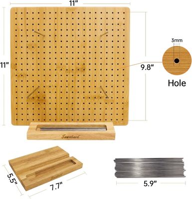 Handcrafted Knitting Blocking Mat Bamboo Board with Pegs Mini Wooden Box Pill Storage