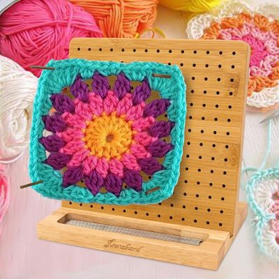 Handcrafted Knitting Blocking Mat Bamboo Board with Pegs Mini Wooden Box Pill Storage