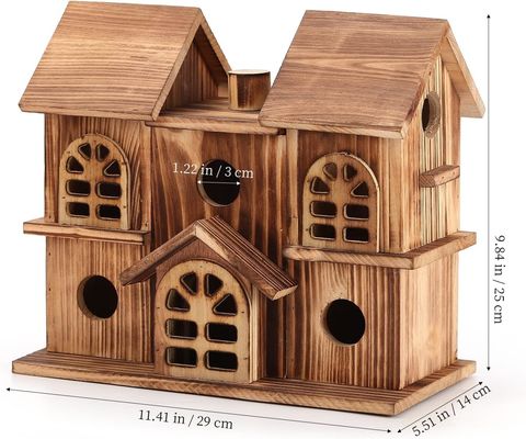 Handmade Wooden Hanging Birdhouse Hamster Nest for Garden Backyard Printing burned