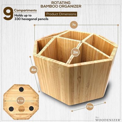 Sample Charge Free Art Supply Organizer Bamboo Pen Holder Desk Organizer for Kids