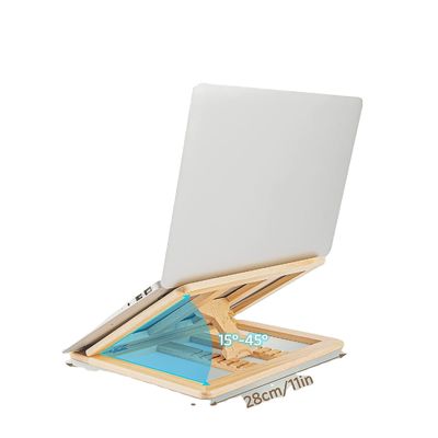 Customized Logo Foldable Wooden Laptop Riser Adjustable Computer Stand
