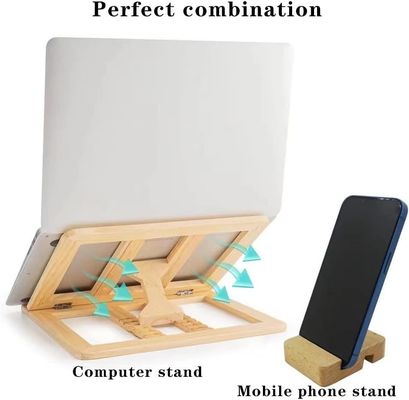 Customized Logo Foldable Wooden Laptop Riser Adjustable Computer Stand