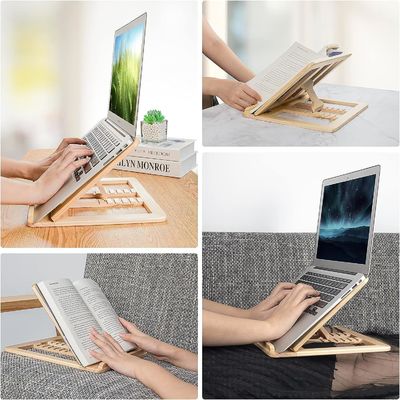 Customized Logo Foldable Wooden Laptop Riser Adjustable Computer Stand