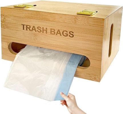 Classification Non-folding Rack Bamboo Bag Dispenser for Trash Bags Wall Mounted