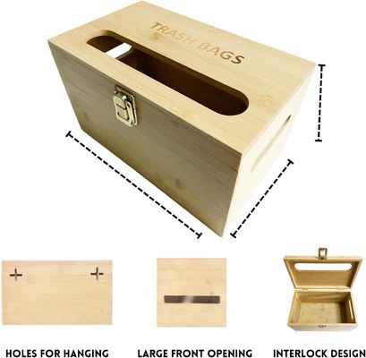 Classification Non-folding Rack Bamboo Bag Dispenser for Trash Bags Wall Mounted