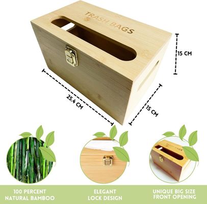 Classification Non-folding Rack Bamboo Bag Dispenser for Trash Bags Wall Mounted