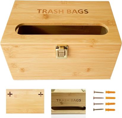 Classification Non-folding Rack Bamboo Bag Dispenser for Trash Bags Wall Mounted