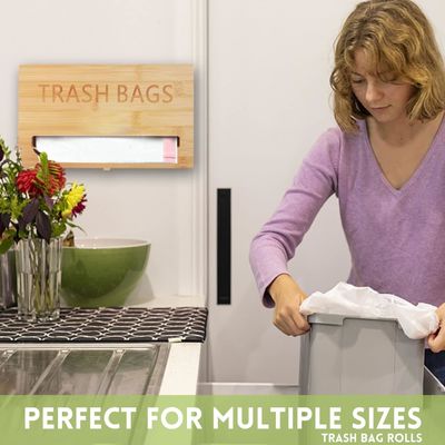 Classification Non-folding Rack Bamboo Bag Dispenser for Trash Bags Wall Mounted