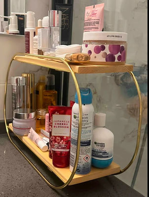 Bathroom Shelf Wooden Vanity Tray Countertop Organizer for Makeup Perfume Storage