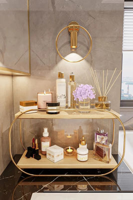 Bathroom Shelf Wooden Vanity Tray Countertop Organizer for Makeup Perfume Storage