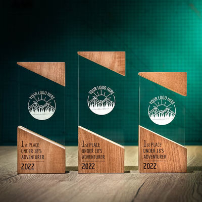 Modern Plaque Wood Running Unique Design Personalised Wooden Acrylic RISE Trophy Award