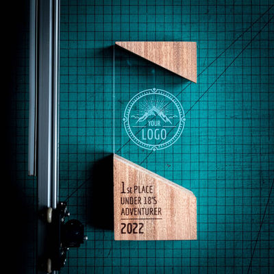 Modern Plaque Wood Running Unique Design Personalised Wooden Acrylic RISE Trophy Award