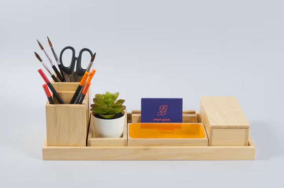 Custom Wood Desktop Accessories Set Perfect Gift for Men's Office Organization