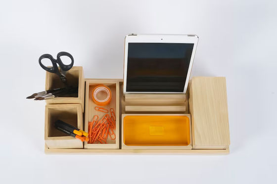 Custom Wood Desktop Accessories Set Perfect Gift for Men's Office Organization