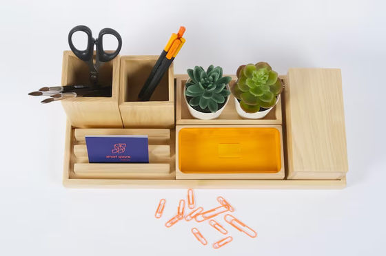 Custom Wood Desktop Accessories Set Perfect Gift for Men's Office Organization