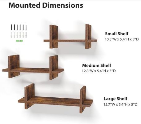 Efficiently Utilize Space with 202408 Set 3 Wooden Floating Shelf Wall Mounted Shelves