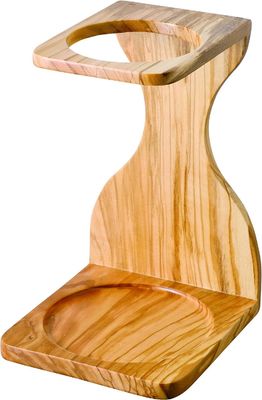 Space-Saving and Functional Olive Wood Coffee Dripper Stand for Handmade Brewing