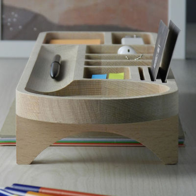 Office Desk Organizer with Pencil Case and Customized Logo Wood Caddy Phone Stand