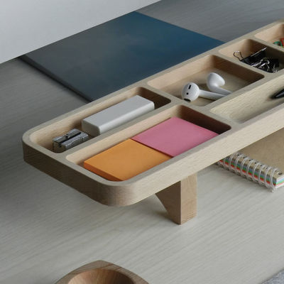 Office Desk Organizer with Pencil Case and Customized Logo Wood Caddy Phone Stand