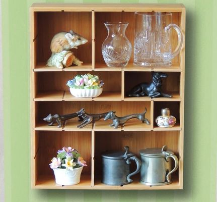 Kitchen Essential Bamboo Wood Spice Rack with Shadow Boxes and Adjustable Floating Shelf