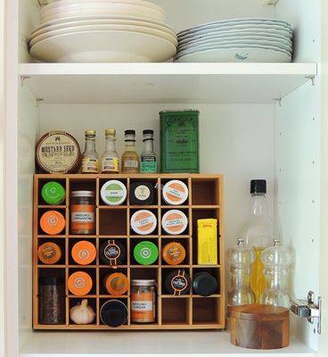 Kitchen Essential Bamboo Wood Spice Rack with Shadow Boxes and Adjustable Floating Shelf