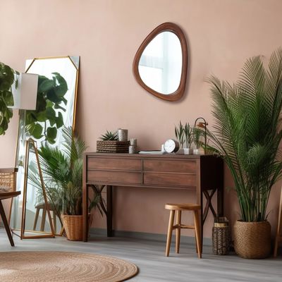 Rustic Design Style Asymmetrical Mirror Set of 2 for Wall Decor in Hotel Home Bathroom