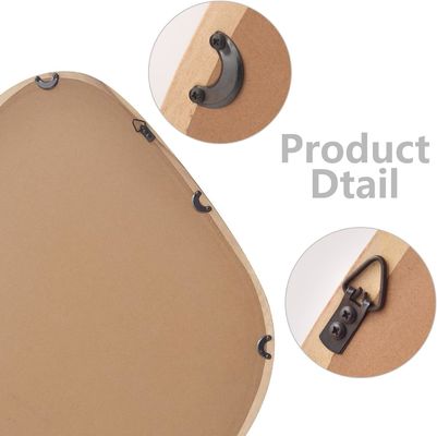 Unique Varnished Wood Round Farmhouse Mirror for Modern Living Room and Bathroom