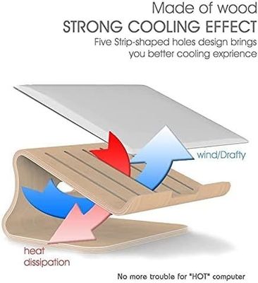 Wooden Laptop Stand for MacBook Y Mail Packing Burned Printing Ventilated Bracket Dock