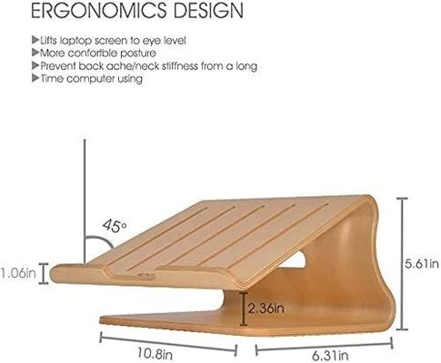 Wooden Laptop Stand for MacBook Y Mail Packing Burned Printing Ventilated Bracket Dock
