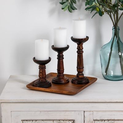 Home Decoration Handmade Wooden Candle Stand Set for Wedding Party Handcrafted Design