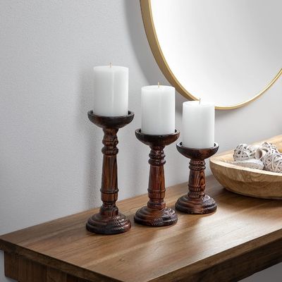 Home Decoration Handmade Wooden Candle Stand Set for Wedding Party Handcrafted Design