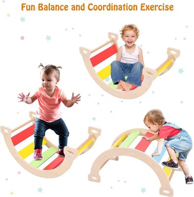 Kids Toddler Indoor Gym Play Wooden Climbing Toys Triangle Folding Climbing Sliding