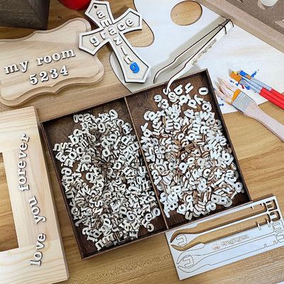 Two Fonts Tiny Wooden Letters for Scrapbooking Crafts Decoration Carving Type Engraving