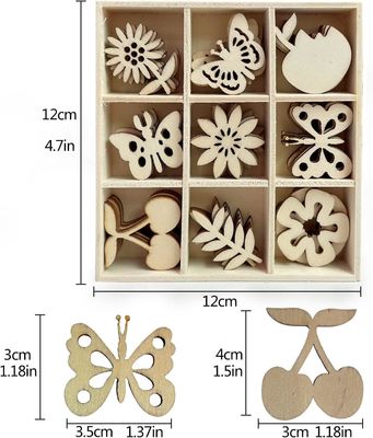 Wooden Embellishments Laser Cut Blanks Slices in Flower Theme for Nature Decor 45pcs