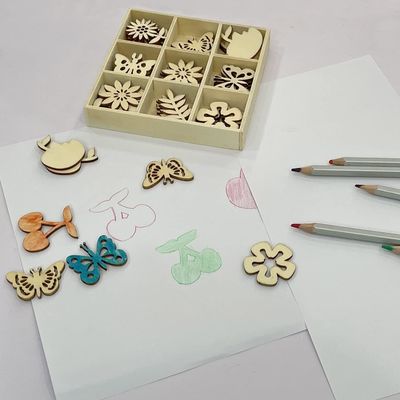 Wooden Embellishments Laser Cut Blanks Slices in Flower Theme for Nature Decor 45pcs