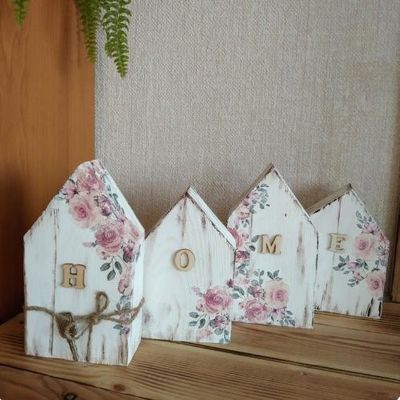 Decoration Miniature Wood Houses Unfinished Wooden Craft Shapes for Home Gifts
