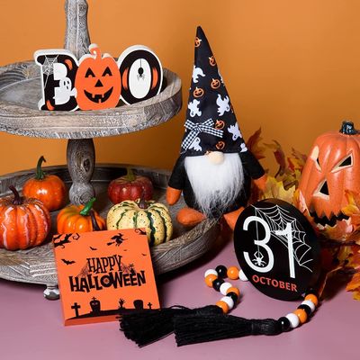 Eco-friendly Halloween Decorations Children Hocus Pocus Tiered Tray Decor Set of 3 Wood